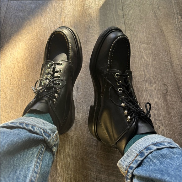 Vintage 2921 Black Chrome Moc Toe Leather Boots size 7D - Picture 14 of 14